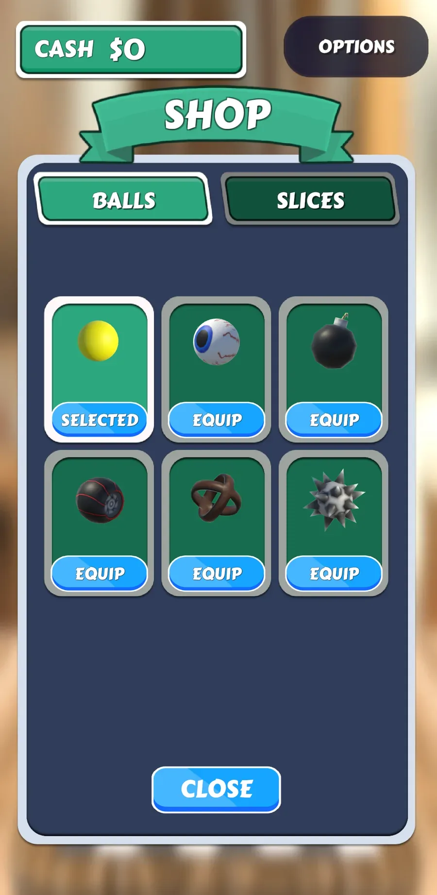 Choosing a new ball skin in the shop